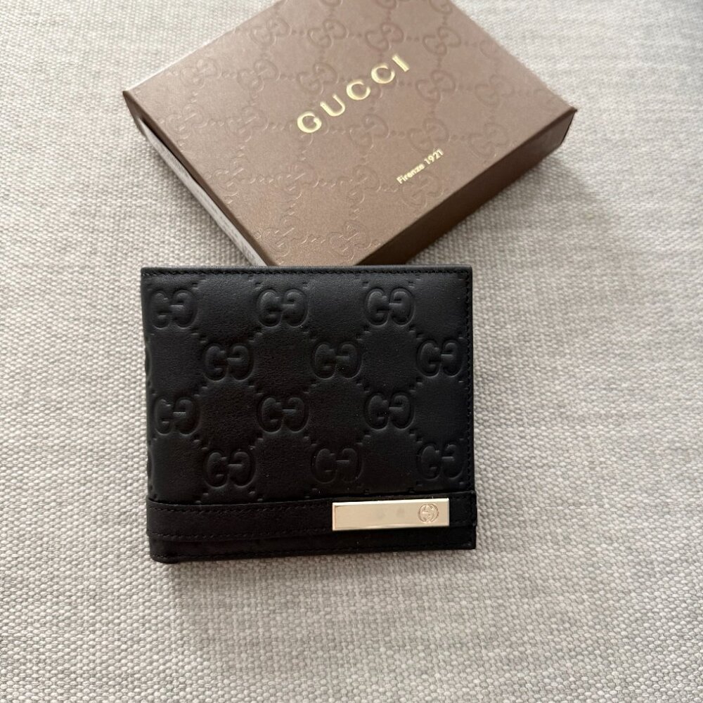 New Gucci Bifold Black Guccissima Leather Bifold Wallet - Picture 2 of 9